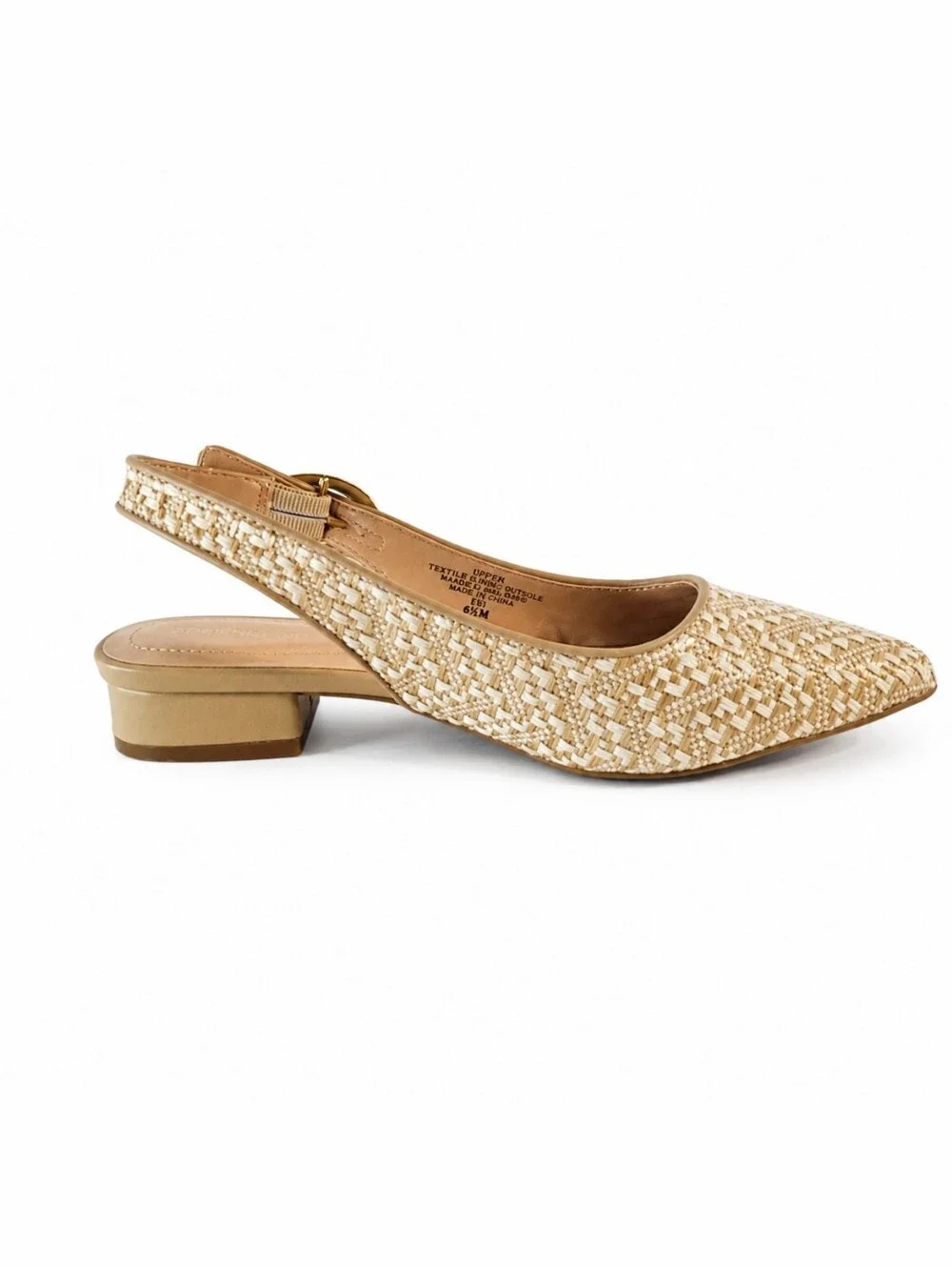 Adrienne Vittadini Papina Woven Slingback Flats 6.5 Beige Raffia Quiet Luxury